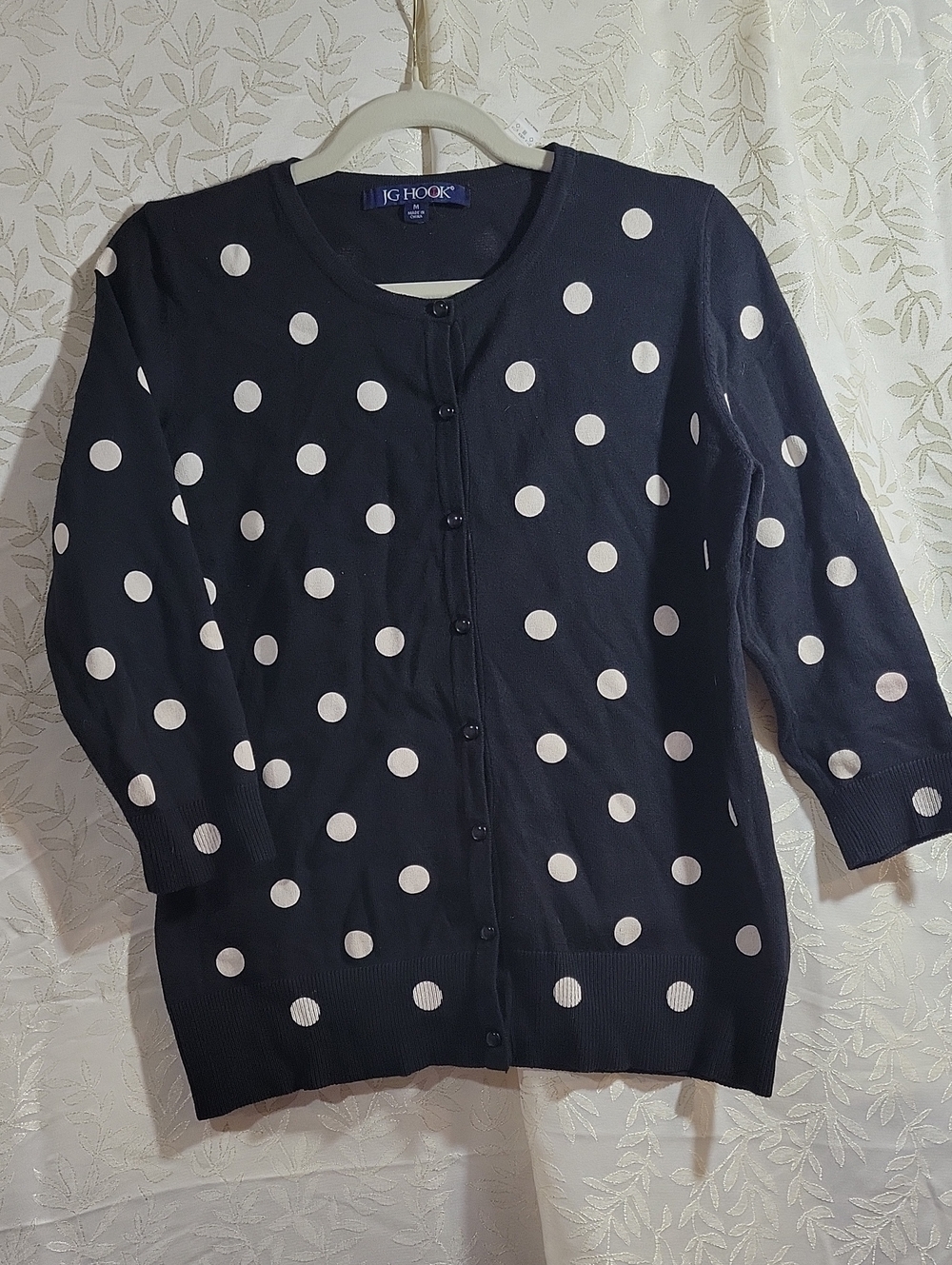 IG Hook Black Polka Dot Button-Front Cardigan